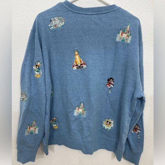 Disneyland Sweatshirt Embroidered Icons Characters Limited Edition Blue Large - Picture 3 of 10